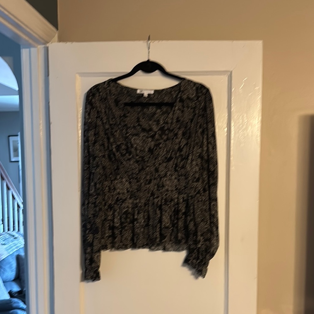 DR2 Black Smocked Peplum Blouse